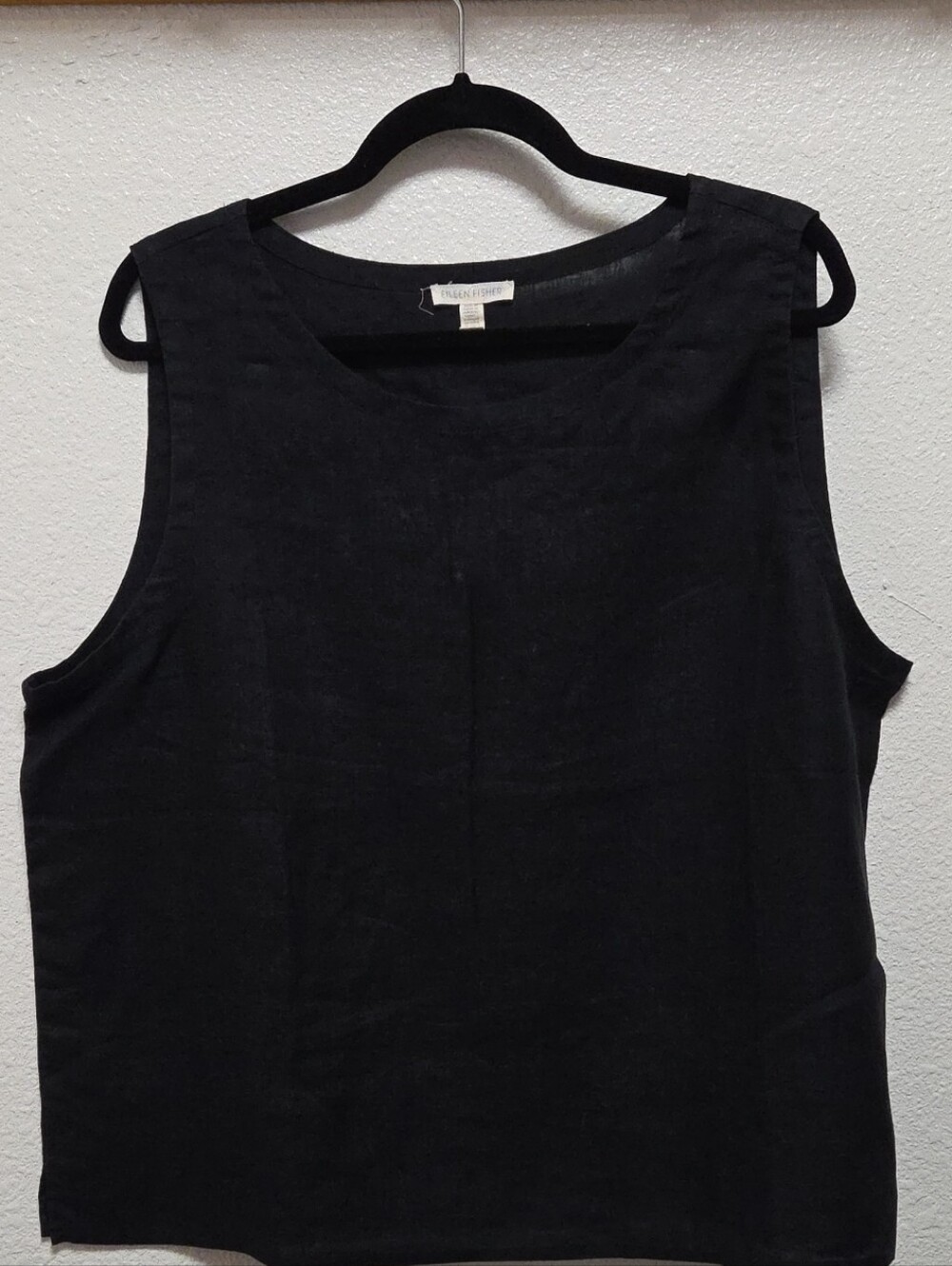 Eileen Fisher Black Linen Scoop Neck Tank